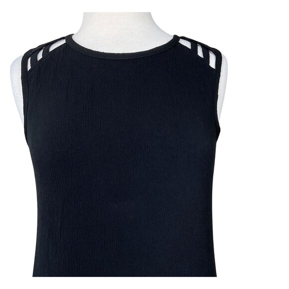 Speechless Sleeveless Lined Exposed Back Zip Black Strappy Shoulders Dress M NWT - Picture 2 of 8